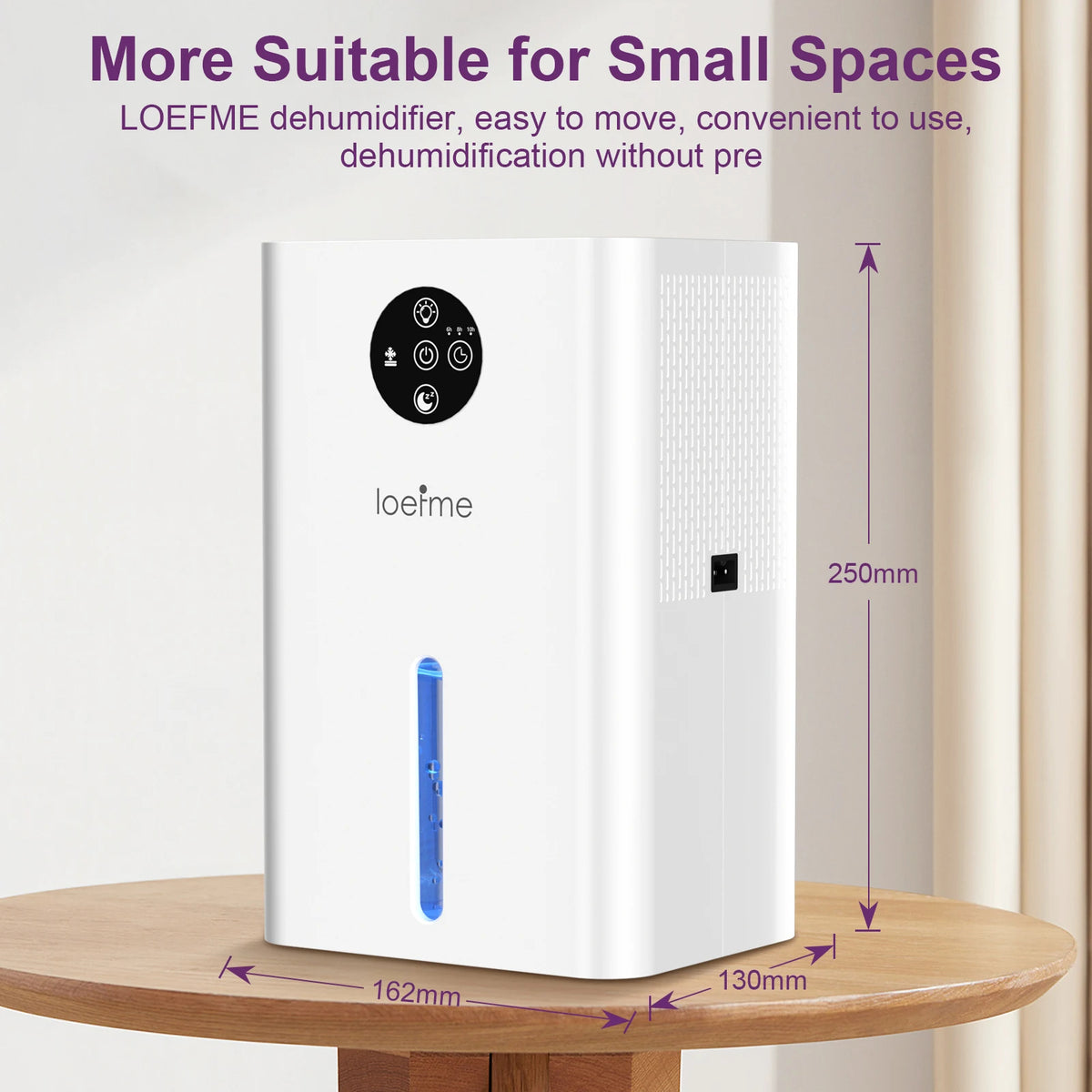 LOEFME 500ML/Day 1.8L Silent Dehumidifier Portable Mini Air Dehumidifier with Touch Display LED Light for Home Bedroom Office