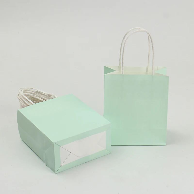 Macaron Soft Pastel Kraft Paper Bags with Handles - Bulk Multipurpose for Gift, Shopping & Party