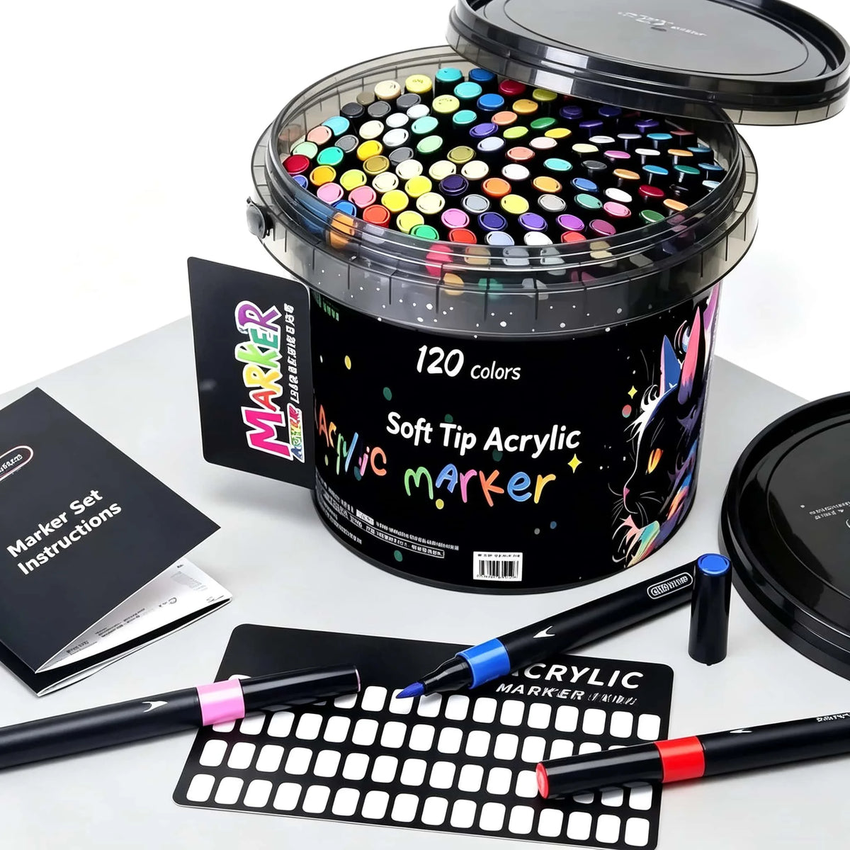 120 Colors Acrylic Markers, Soft Head Paint Marker Pen, Non-toxic Watercolor Ink Pen, Multi-surface Painting Marker, Stone Glass Plastic Fabric DIY Graffiti Pen, Art Drawing Marker Set, Waterproof Acrylic Paint Pen, Permanent