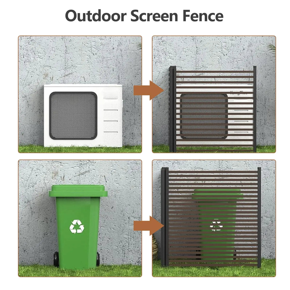No-Dig Ground Stake Garden Privacy Fence Rustproof Metal Aluminum Slats Windproof Airflow Design Flexible Multi-Purpose for Dog Barrier Pool Patio Divider Backyard Terrace
