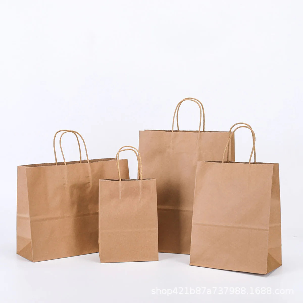 10pcs/lot Kraft Paper Bag with Handles Gift Packing Bags for Store Clothes Wedding Christmas Supplies Handbags Kit