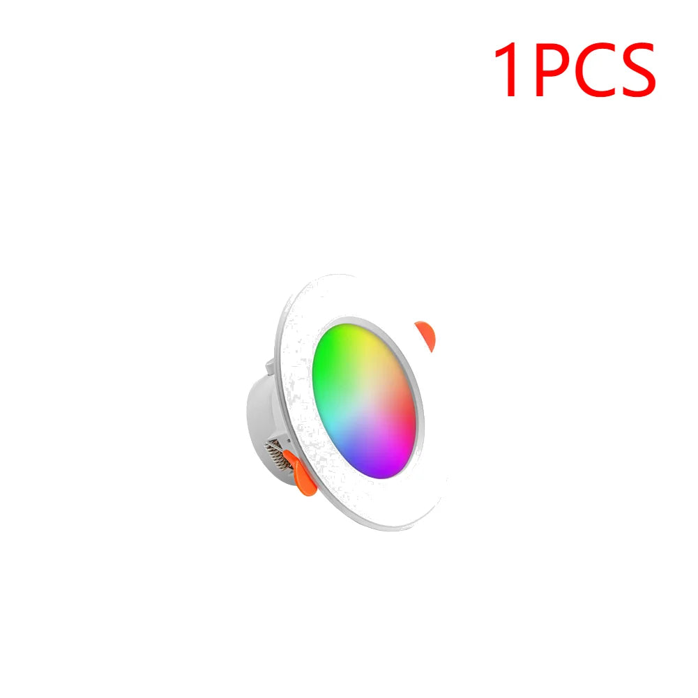 1-16PCS 10W Smart LED Downlight Bluetooth Ceiling Lamp RGB CCT Lamp APP Remote Control Color Changing light for Google Alexa Hom