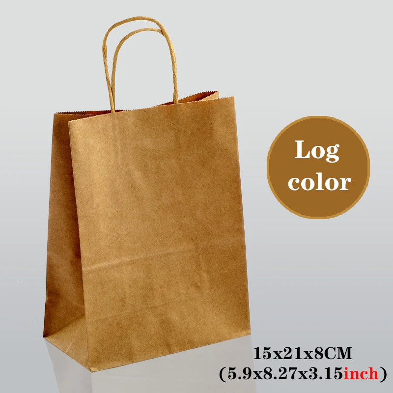 10/30/50pcs Paper Gift Bags 15x21cm Holiday Party Gift Bag with Handles Jewelry Shopping Favor Bags, Kraft Bags, Candy Handbag