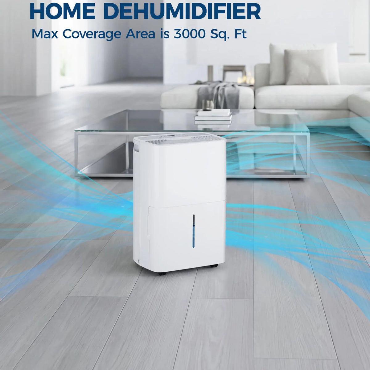22 Pint High-Capacity Dehumidifier For Large Rooms Up To 30000 Sq Ft, Portable With Digital Control, Quiet Auto Shut-Off