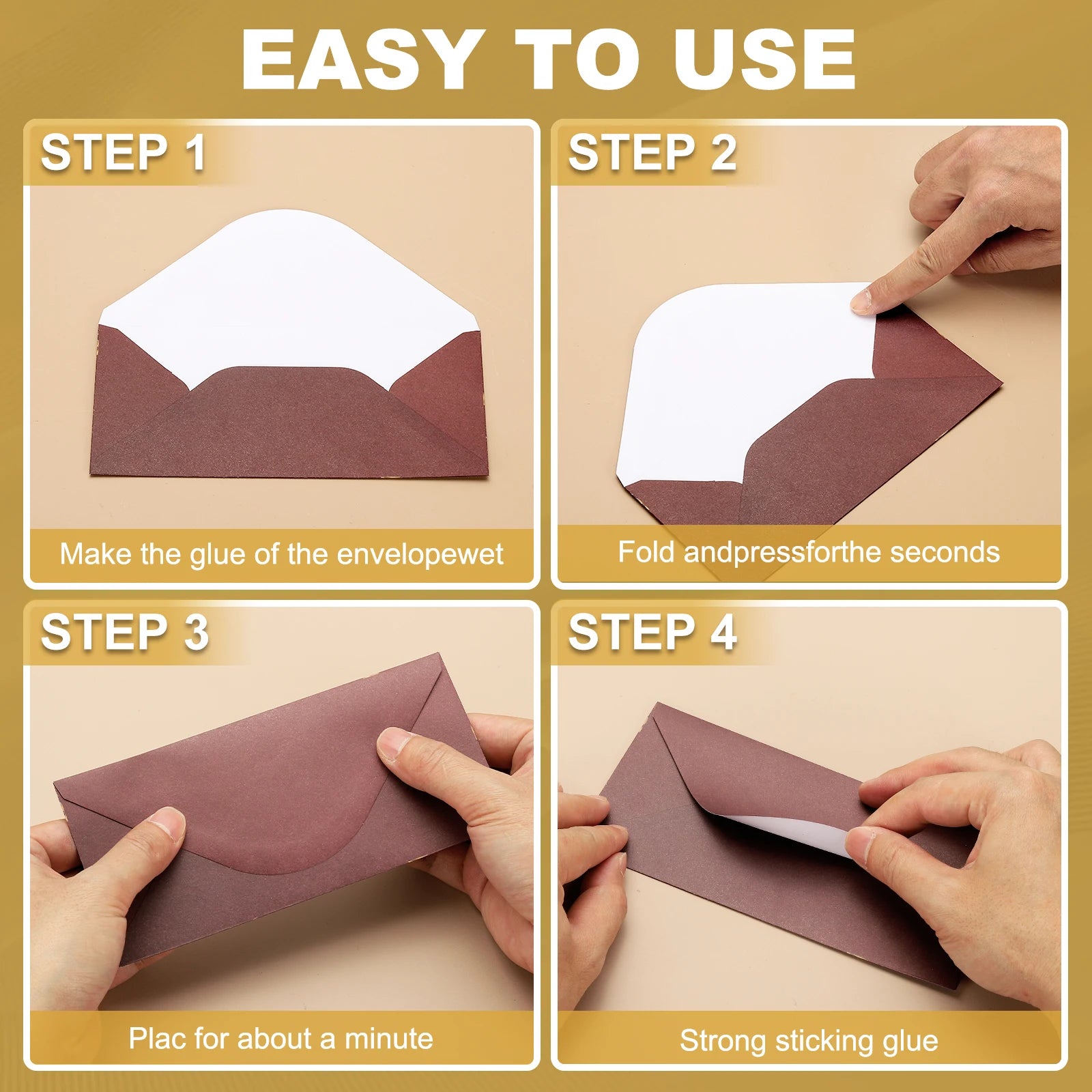 50Pcs Mini Envelopes V Flap Small Business Card Envelopes with Gold Ink Pen for Greeting Cards Wedding Invitations Party Gifts