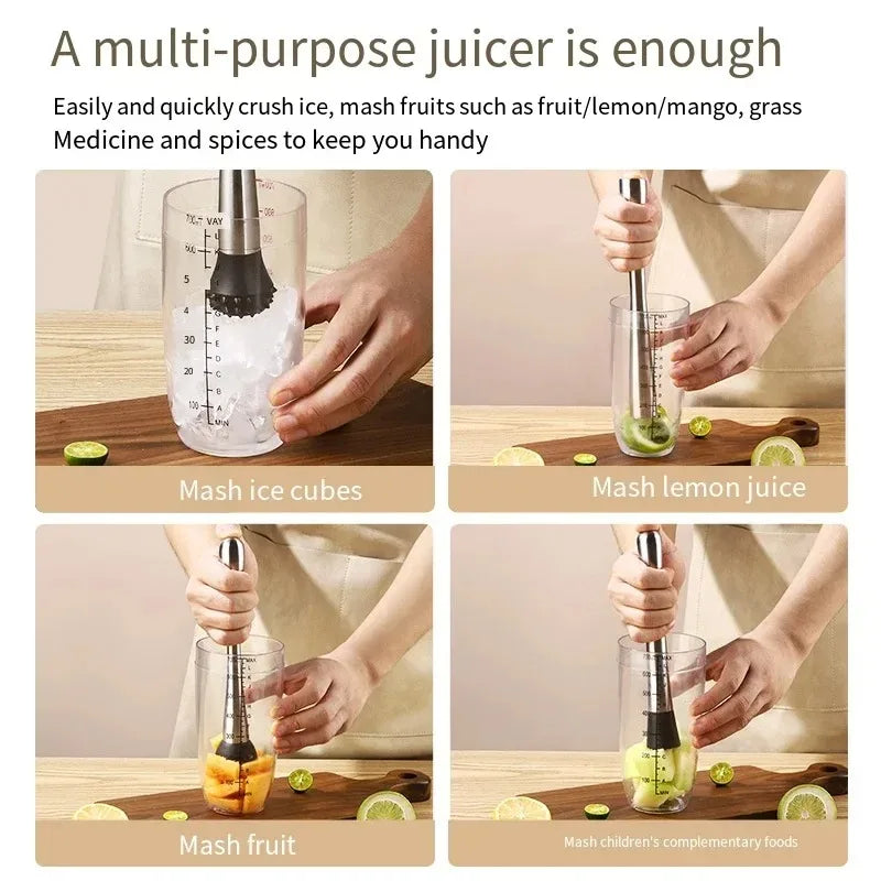 Stainless Steel Crushed Ice Hammer Multifunctional Popsicle Sticks Cocktail Swizzle Stick Fruit Lemon Muddle Pestle Bar Tools