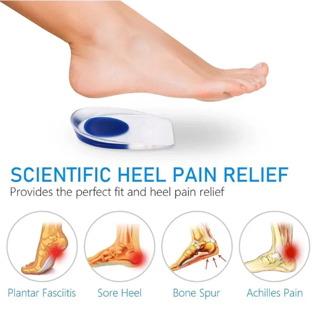 1 Pair Silicone Gel Insoles Men Women Heel Spurs Pain Relief Treatment Heel Insoles Foot Massager Care Shoe Pad Foot Care Tool