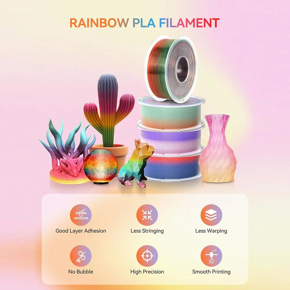 JAYO Rainbow 3D Printer Filament 1.75mm PLA / Silk PLA / PLA Transparent Rainbow 3D Filament