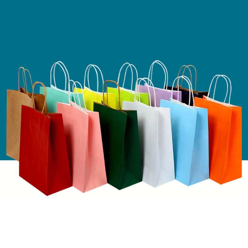 10/30/50pcs Paper Gift Bags 15x21cm Holiday Party Gift Bag with Handles Jewelry Shopping Favor Bags, Kraft Bags, Candy Handbag