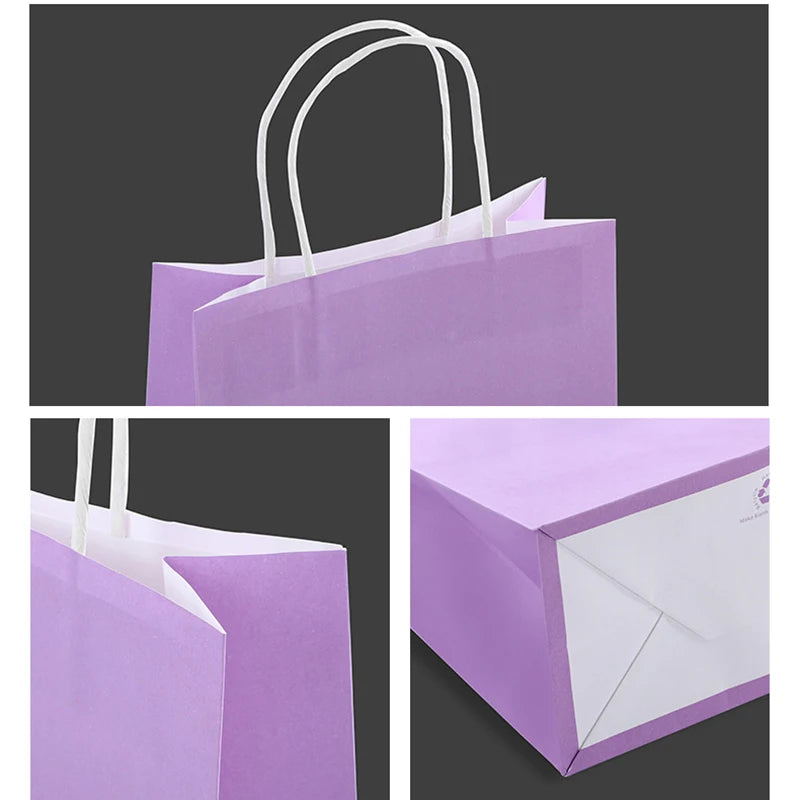 10/30/50pcs Paper Gift Bags 15x21cm Holiday Party Gift Bag with Handles Jewelry Shopping Favor Bags, Kraft Bags, Candy Handbag