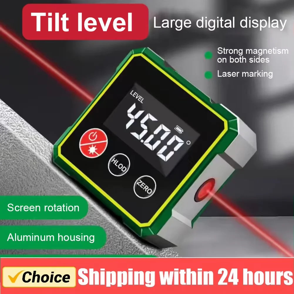 Magnetic Digital Angle Finder with LCD Backlight Electronic Laser Gauge Protractor Level Magnets Level Ruler Angle Slope 0-90°
