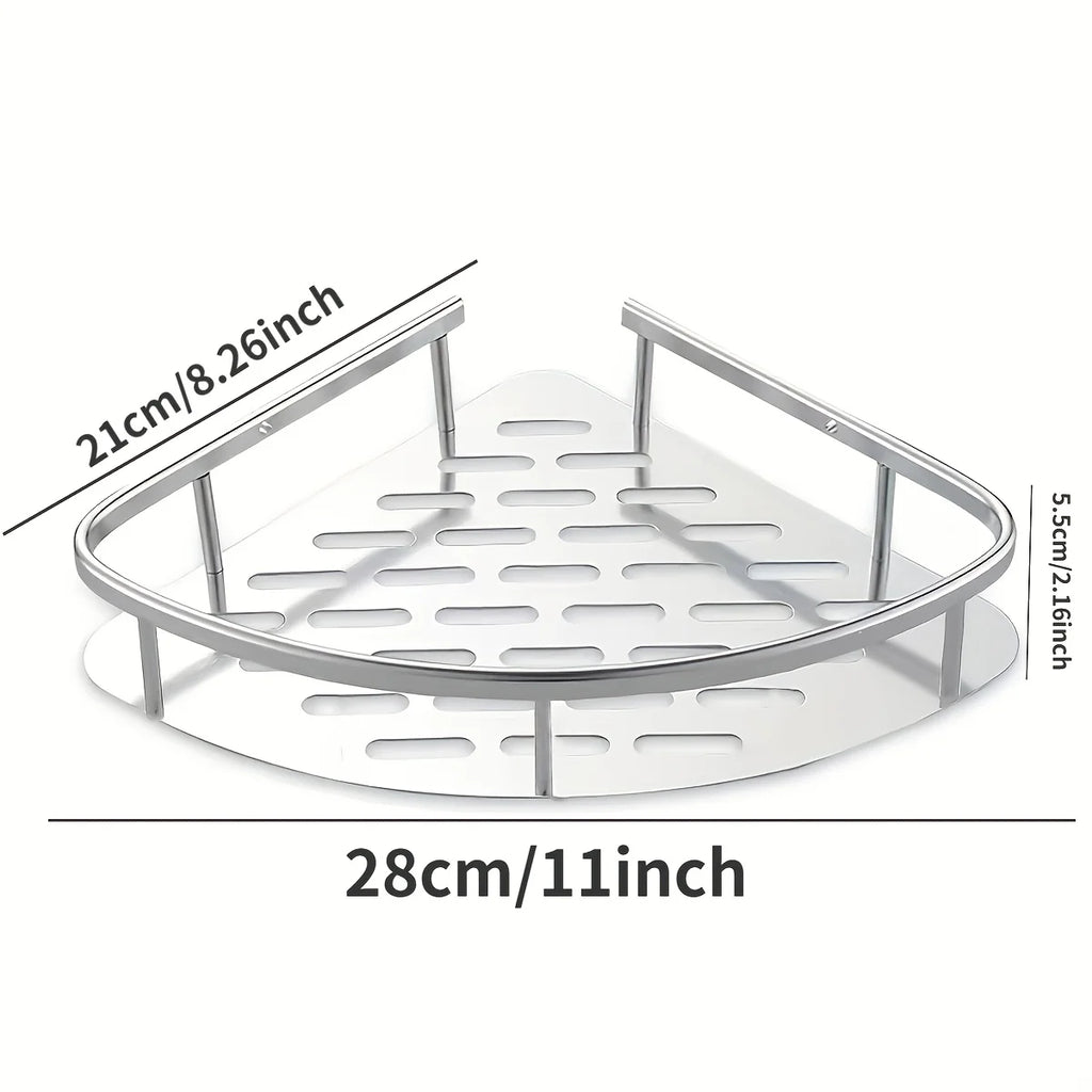 2Pcs Aluminum Corner Shower Storage Shelves No-drill Wall-mounted Bathroom Storage Box Triangular Suitable for Shower Rack