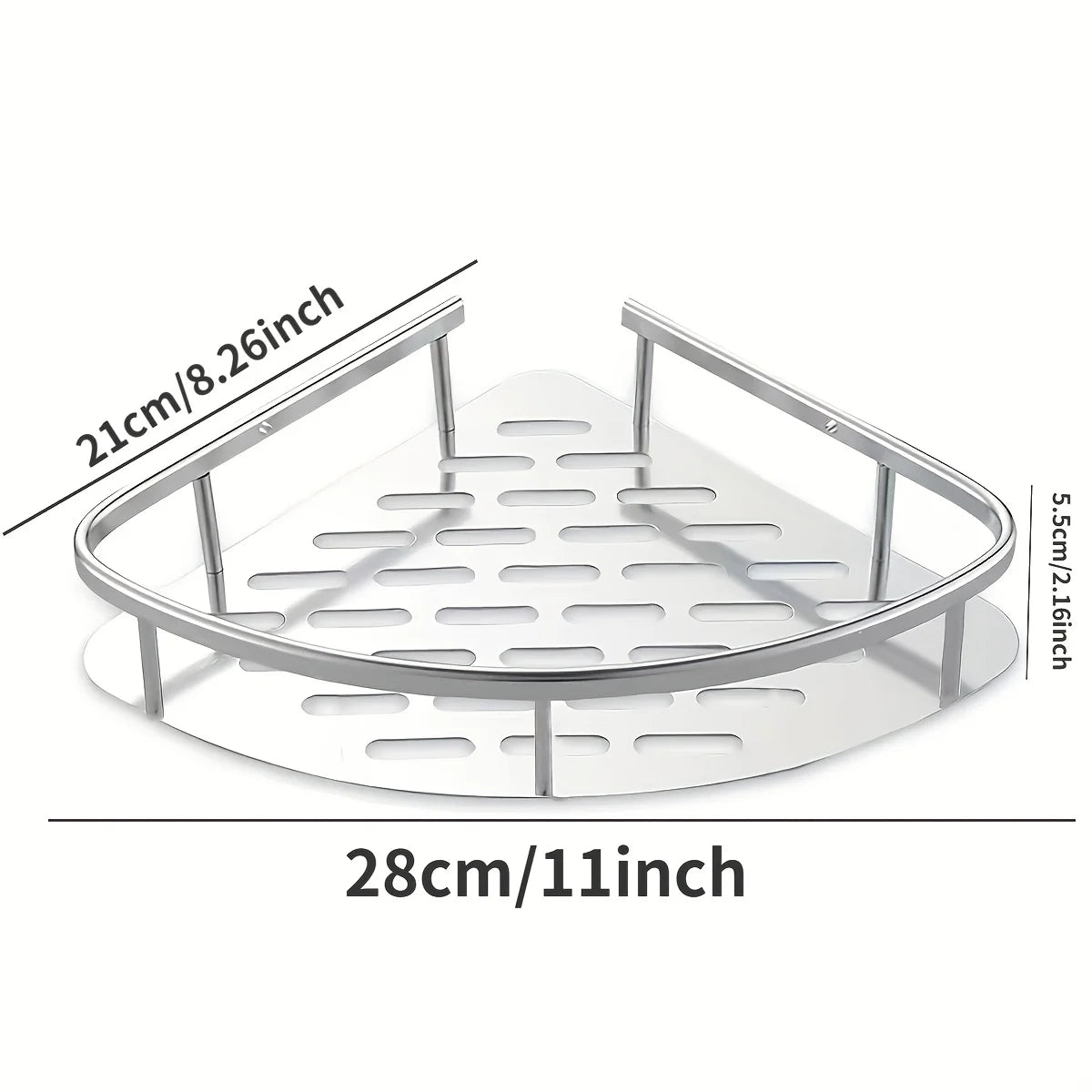 2Pcs Aluminum Corner Shower Storage Shelves No-drill Wall-mounted Bathroom Storage Box Triangular Suitable for Shower Rack