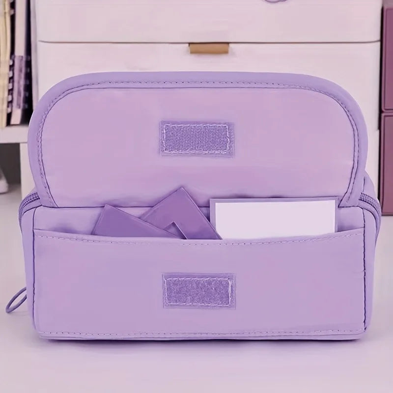 Large Capacity Pencil Case Organizer - Multi-Compartment Desktop Storage for School & Office Supplies ( Pink/Purple/Black)