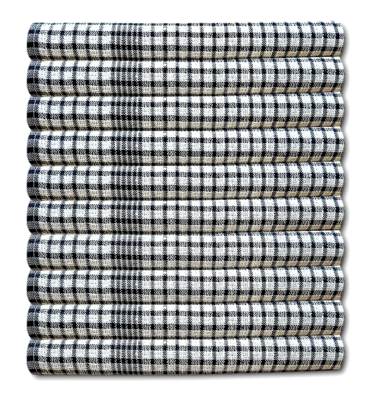 A & B TRADERS Wonderdry Tea Towels Kitchen Pack Of 10, Cotton Absorbent Long Lasting Catering Bar Towel (Black)