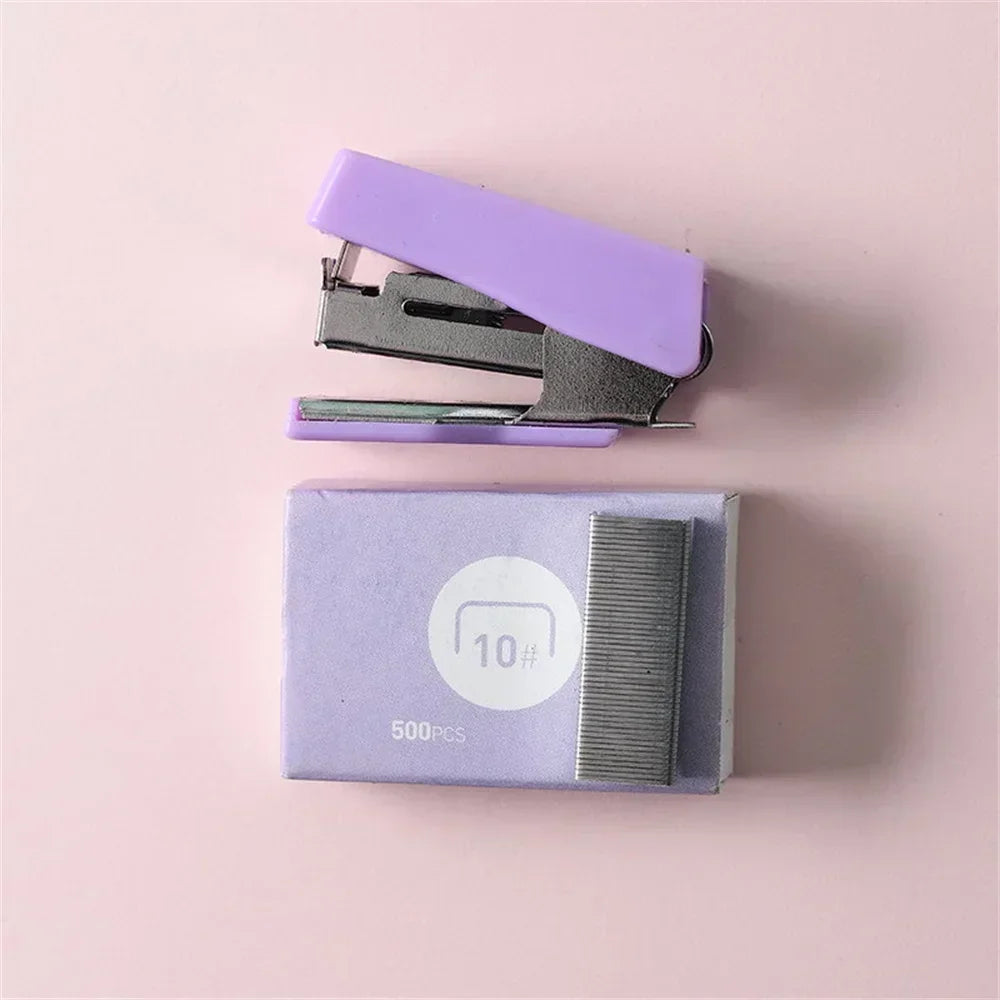 1pc Mini Stapler with 500pcs Staples for Paper File Metal Stapler School Office Binding Supplies Stapler Cute Stationery Kit