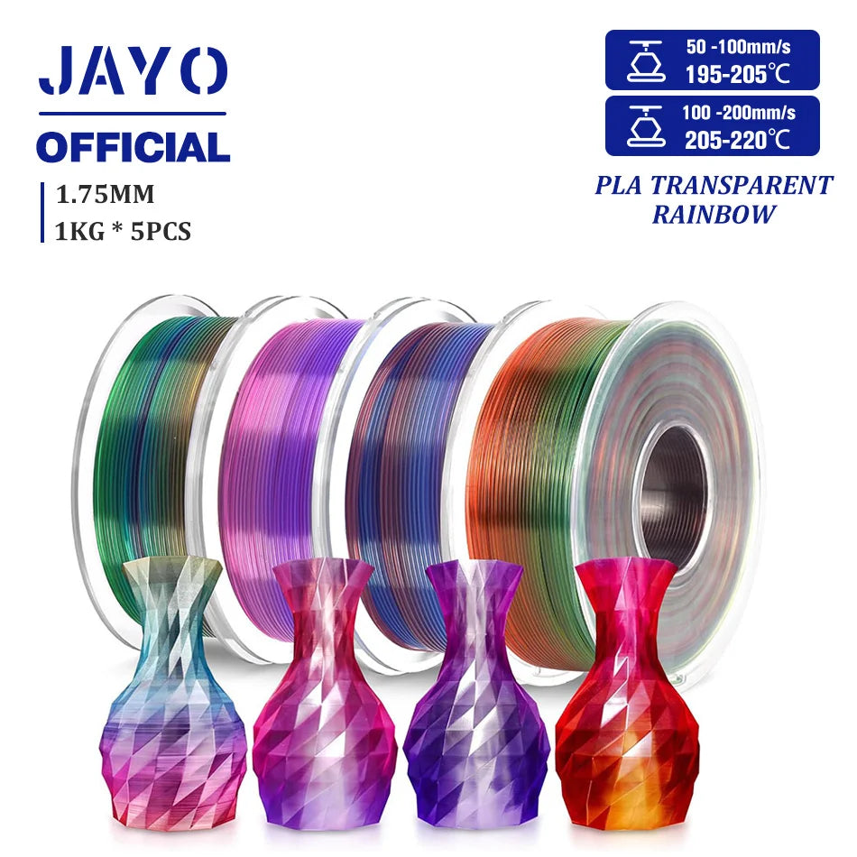 JAYO Rainbow 3D Printer Filament 1.75mm PLA / Silk PLA / PLA Transparent Rainbow 3D Filament