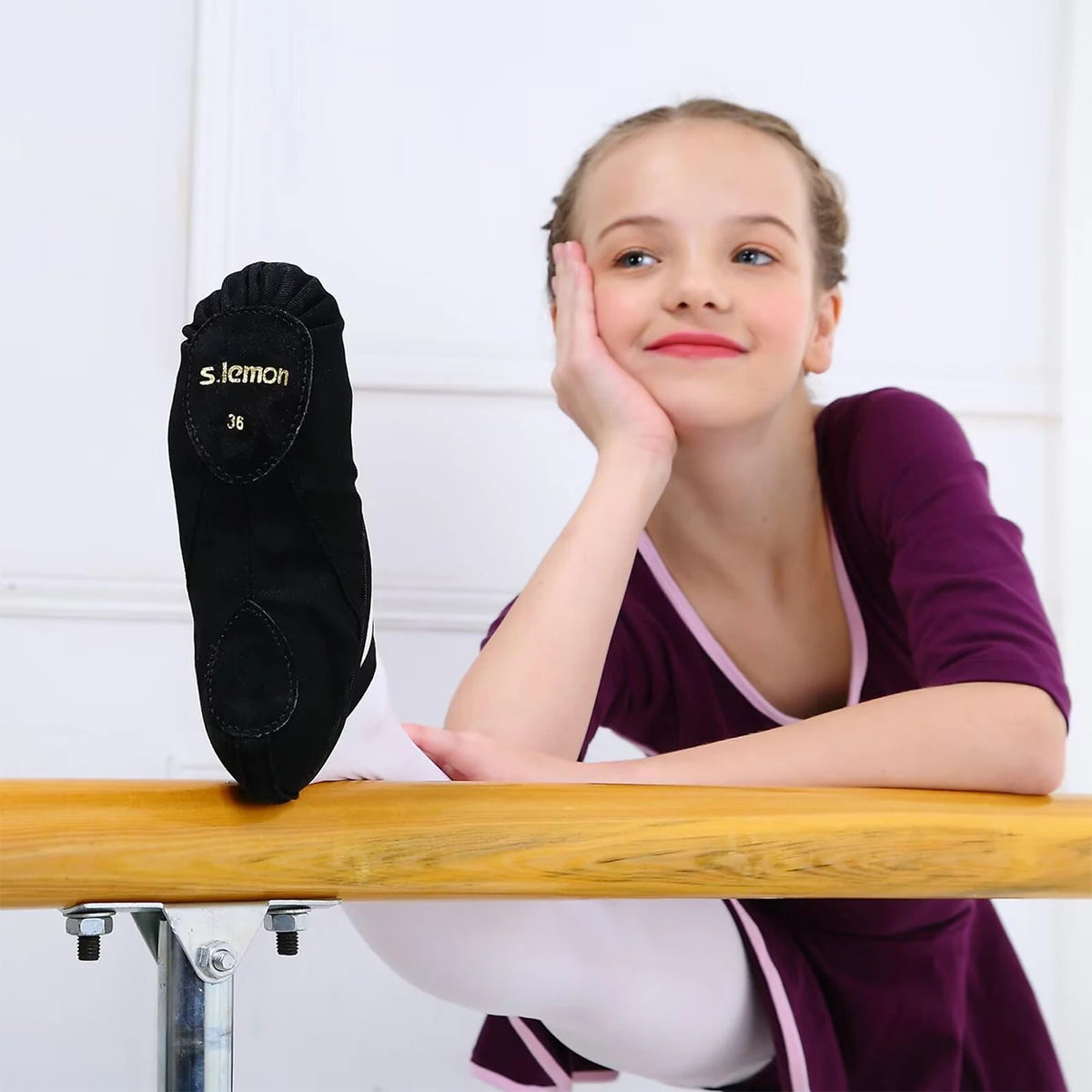 Kids Split Sole Dance Slippers High Quality Double Stretch Cloth Cow Suede Insole & Outsole for Ballet Jazz Dance Studio Practice