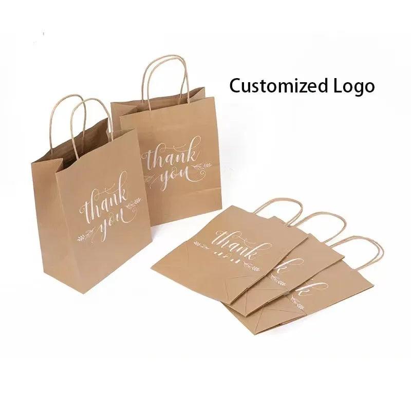10/20pcs Brown Kraft Paper Bags with Handles Bulk Small Paper Gift Bags for Small Business Shopping Bags Xmas Party Favor