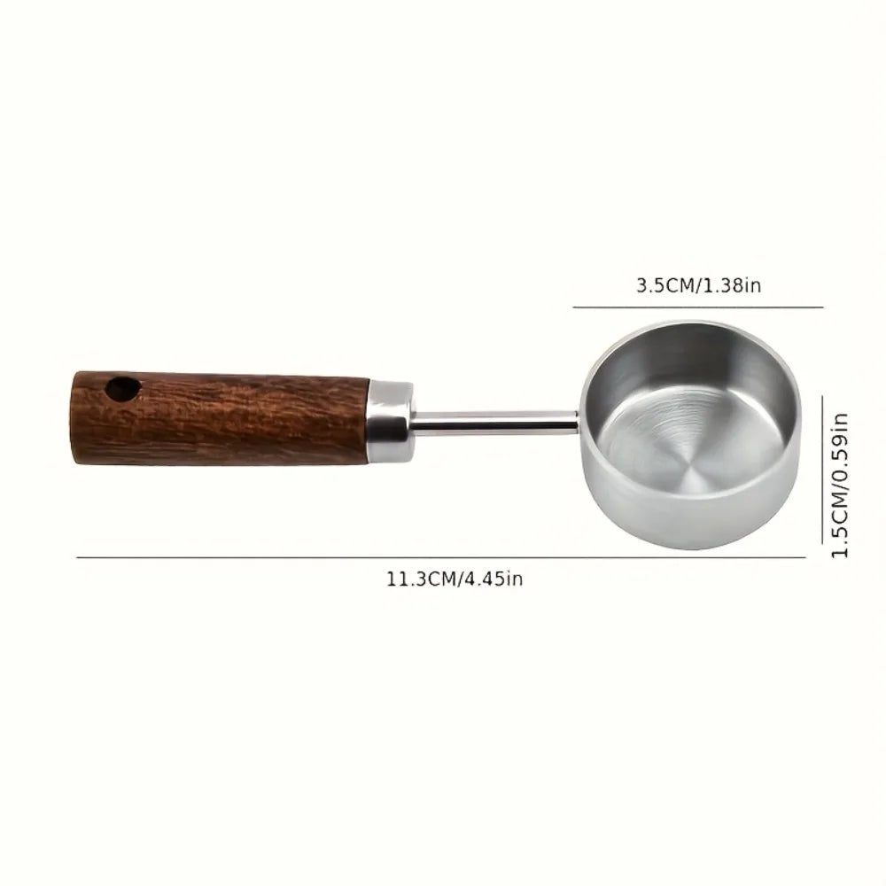 15ml Wooden Coffee Scoop Stainless Steel Long Handle Measuring Spoon for Coffee Tablespoon Kitchen Tool Cafe Decoration