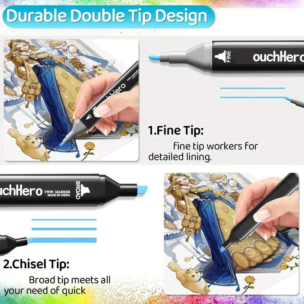 262 Colour Dual Tip Marker Set, Quick Dry Sketching Markers for Painting, Professional Art Markers for Drawing Illustration, Marker Pens for Artists