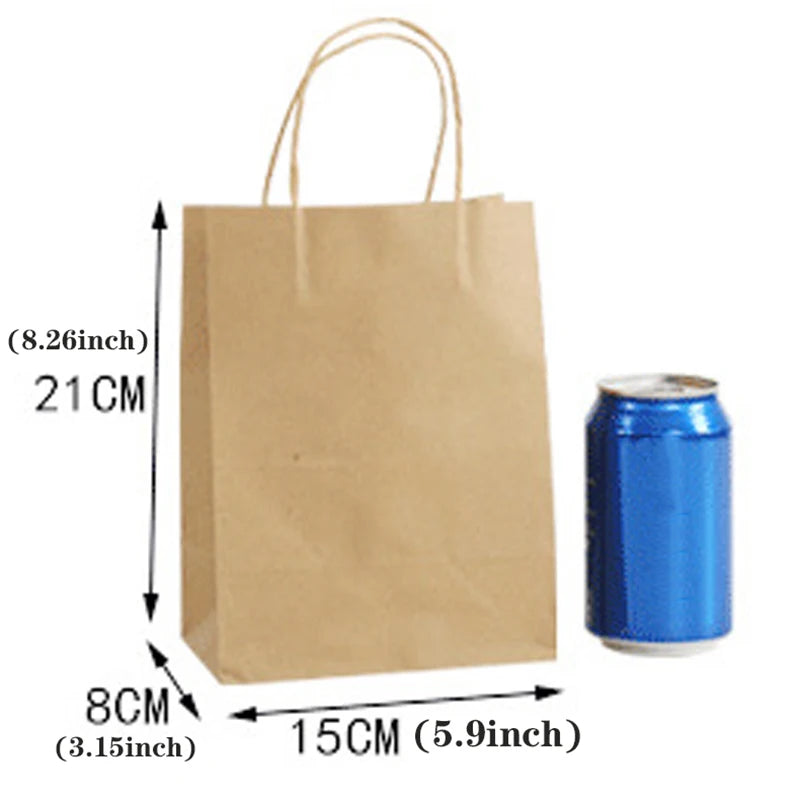 10/30/50pcs Paper Gift Bags 15x21cm Holiday Party Gift Bag with Handles Jewelry Shopping Favor Bags, Kraft Bags, Candy Handbag
