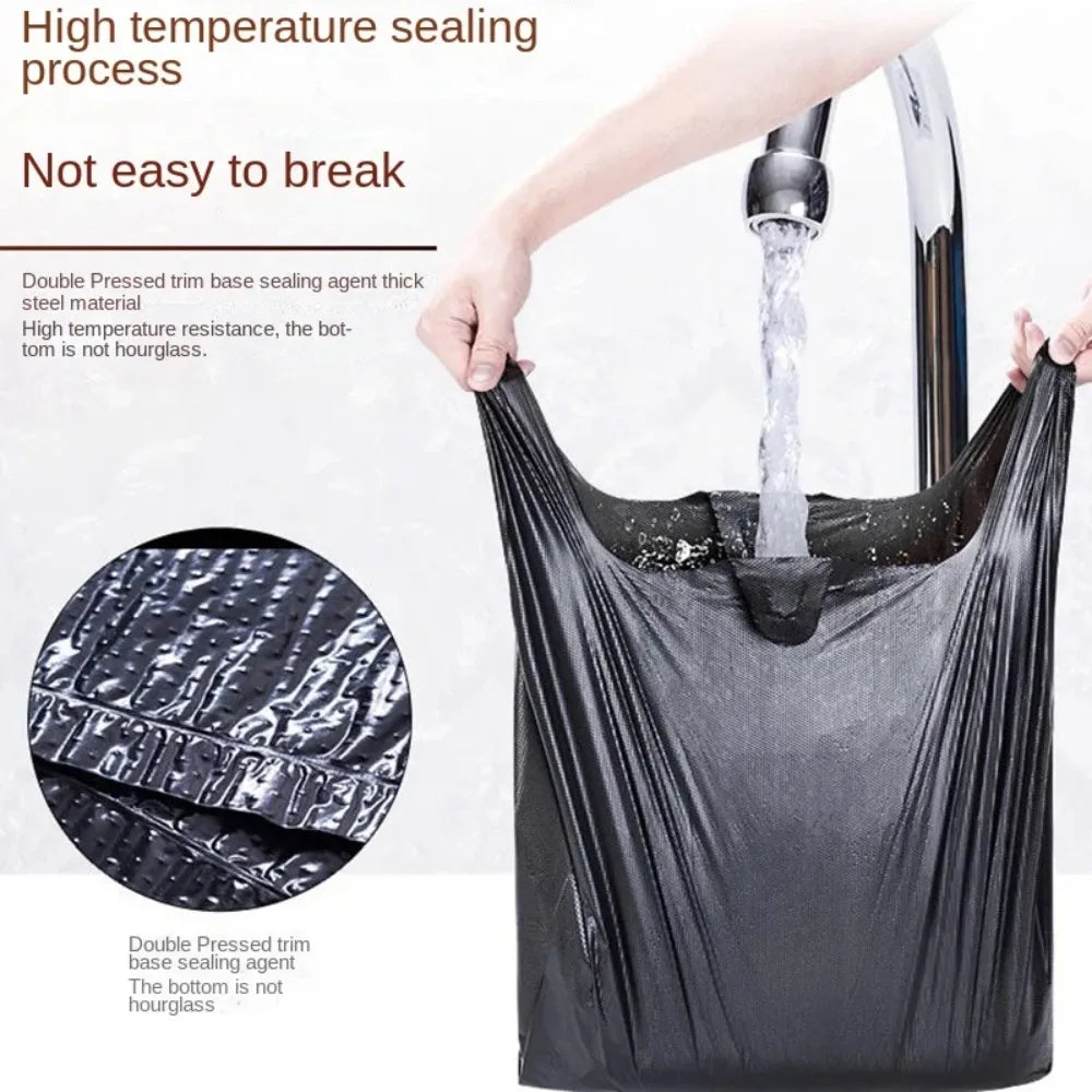 100PCS Black Thickened Plastic Vest Bags - Supermarket Shopping Bags for Takeaway Kitchen Garbage Storage Packing Storage Bag