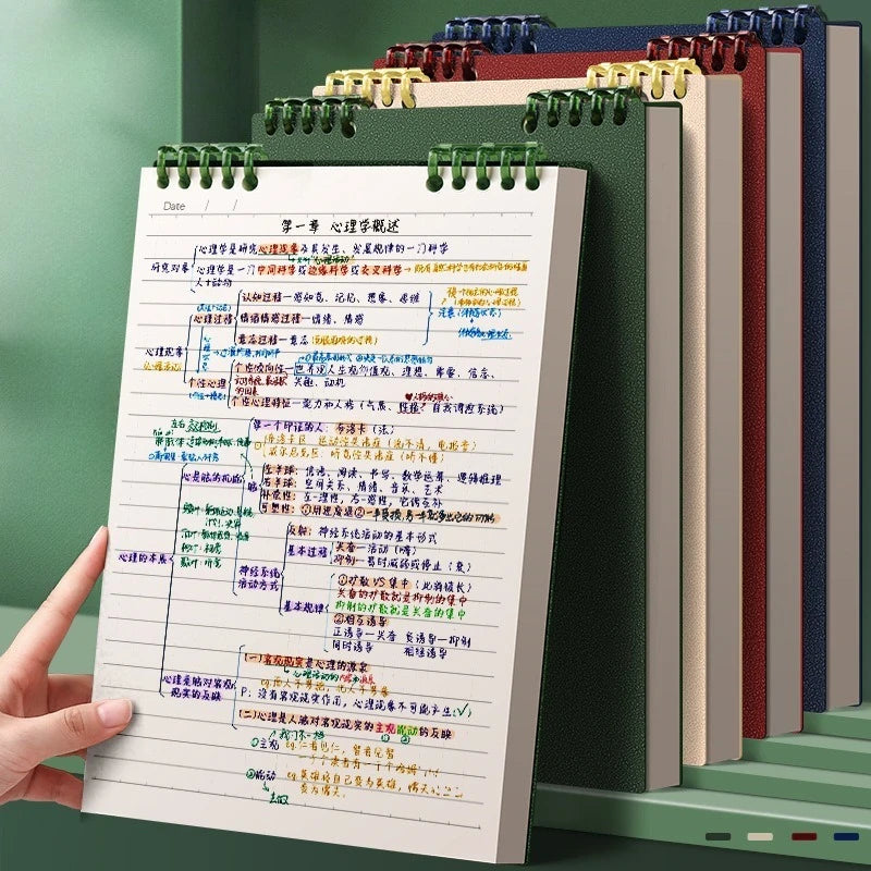 A5 60 Sheets Thick Notebook Spiral Binding Loose-leaf Notebooks with Lines Pages for Students School Office Stationery Supplies