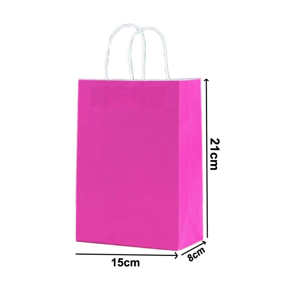 5-50Pcs Paper Gift Bags With Handles 10 Colors Kraft Brown Paper Party Favors Gift Tteat Bags for Birthday Wedding Baby Shower