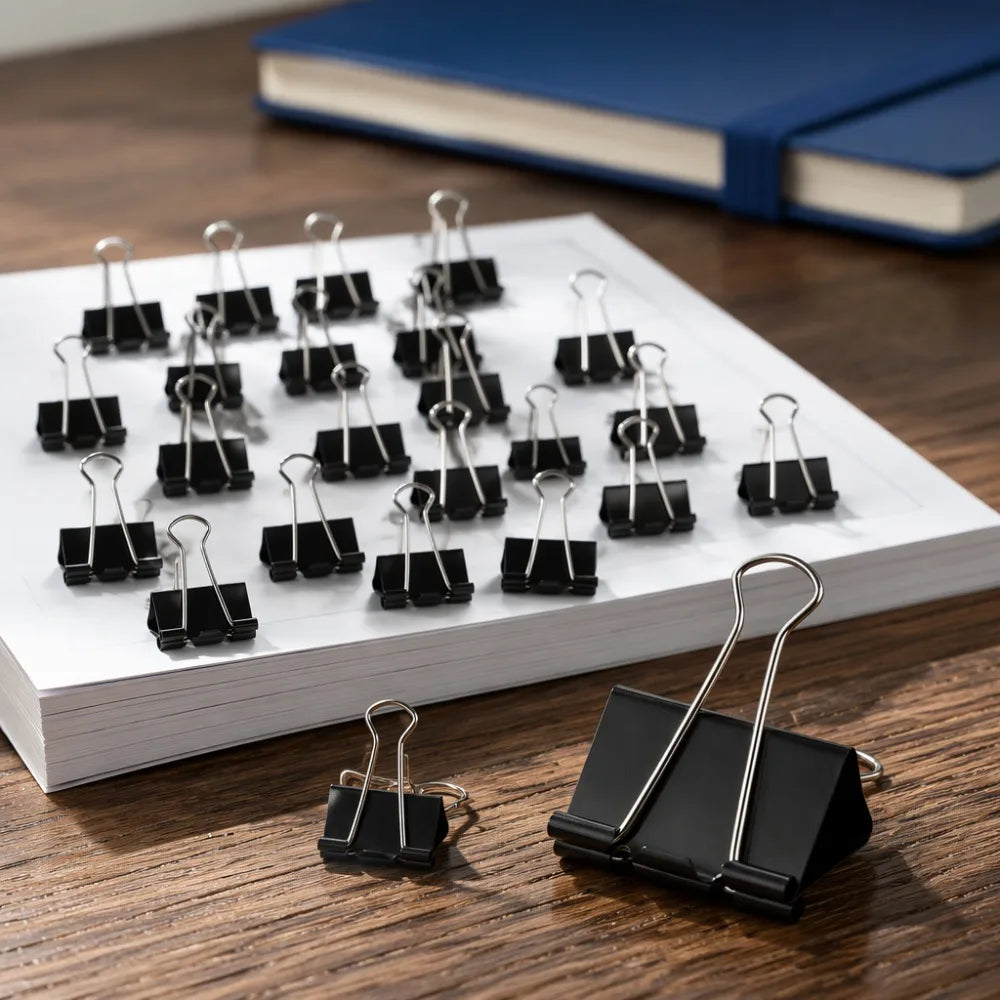 298PCS Black Binder Clips, Paper Clamps, Heavy Duty Office Document Clips, Rust Resistant Paper Holders for Office, School & Home Supplies