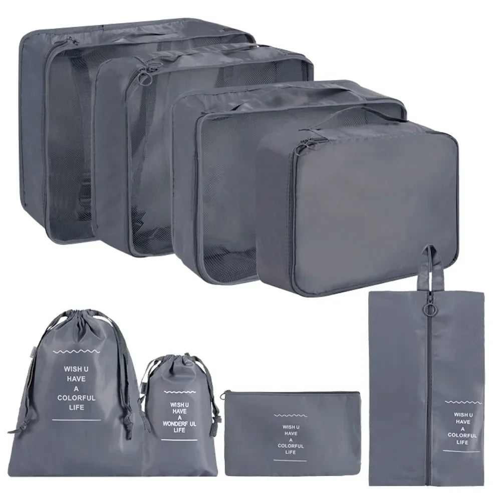 8 Pcs/Set Travel Waterproof Suitcase Luggage Organizer Clothing & Daily Necessities Storage Bag Compressible Packaging
