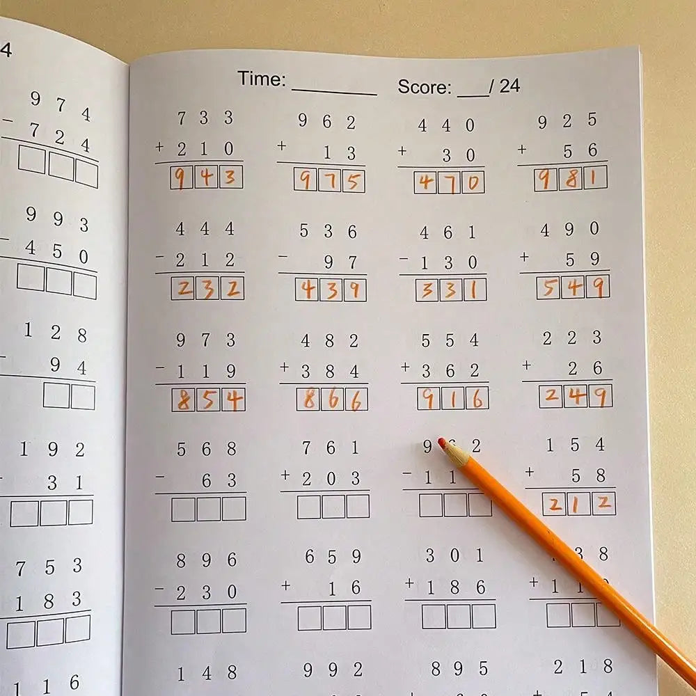 Addition and subtraction within 1000 Maths Workbook Primary School Training Book Arithmetic Competition Teaching Aids