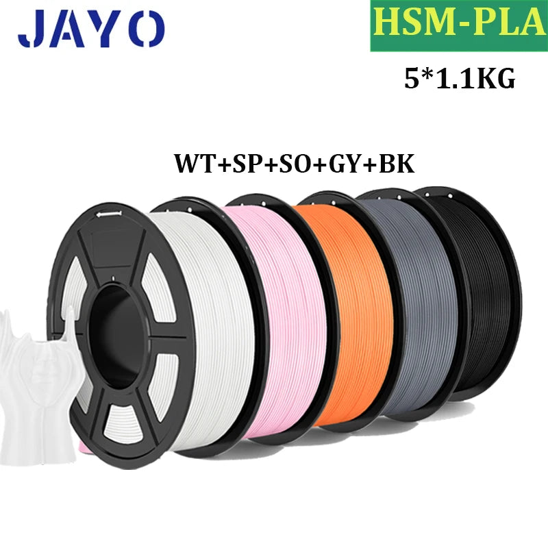 JAYO High Speed Matte PLA 5Rolls 3D Printer Filaments 1.75mm Mixed Color no Bubble Free FDM 3D Printer Material for 3D Printing