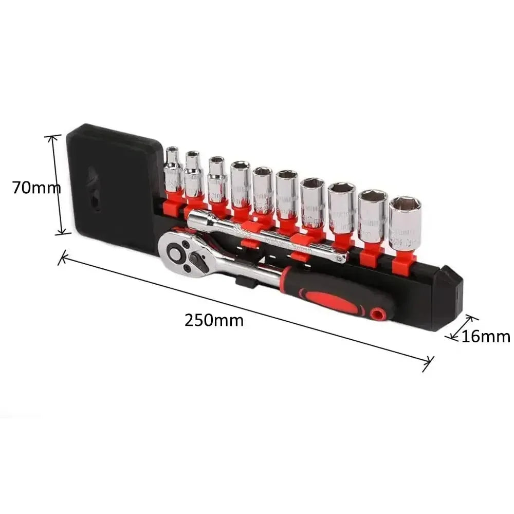 1/4" Ratchet Socket Wrench Set Drive Sockets Set Extension Rod Multi-function Ratchet Spanner Car Motorcycle Repair Hand Tool
