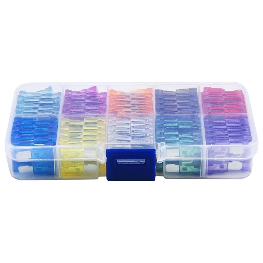100Pcs Car Fuse Assortment 2A 3A 5A 7.5A 10A 10 Types Blade Type Fuse Assorted Kit 15A 20A 25A 30A 35A with Box
