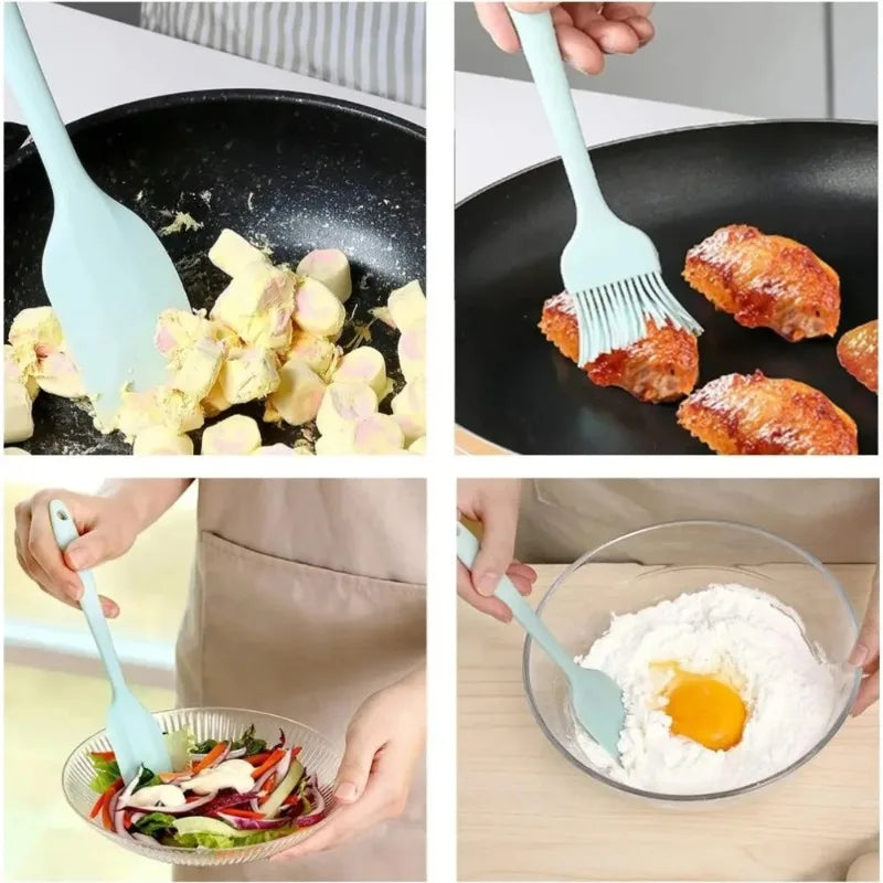 6Pcs Silicone Spatula Set Food Grade Non Stick Heat Resistant Spatulas Turner for Cooking Baking Mixing Baking Tools