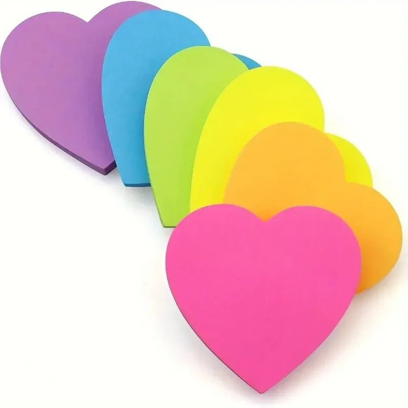 240pcs Heart Shaped Sticky Note Love Horizontal Line Fluorescent Colour Sticker Note Book 8 Colours  Creative Student Supplies