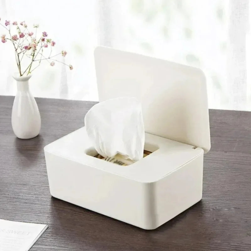 Dustproof Wet Tissue Box with Lid Baby Nappy Wet Tissue Storage Holder Dispenser for Home Car Office Paper Tissue Organizer