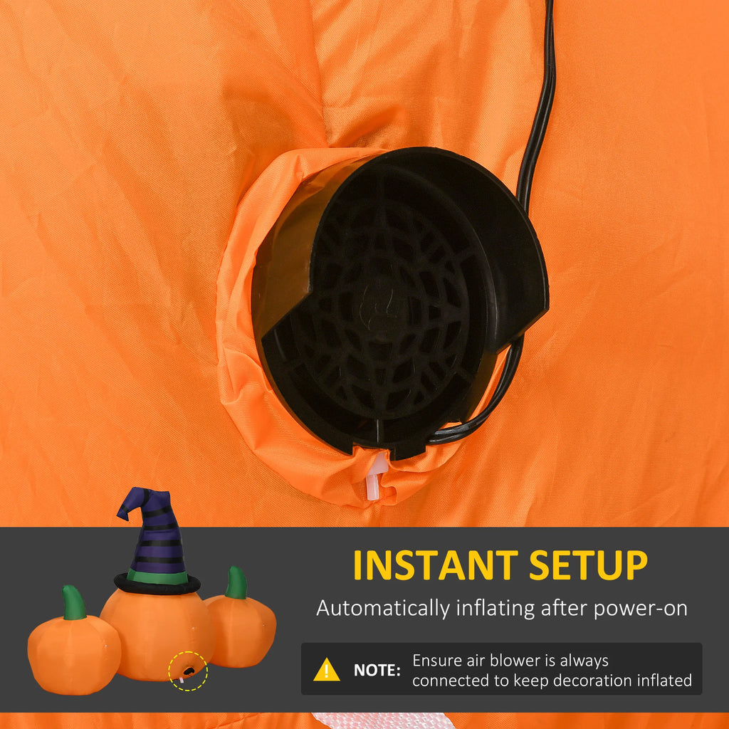 Outsunny 6' Inflatable Halloween Large Pumpkin in Hat w/ Four Small Pumpkin LED