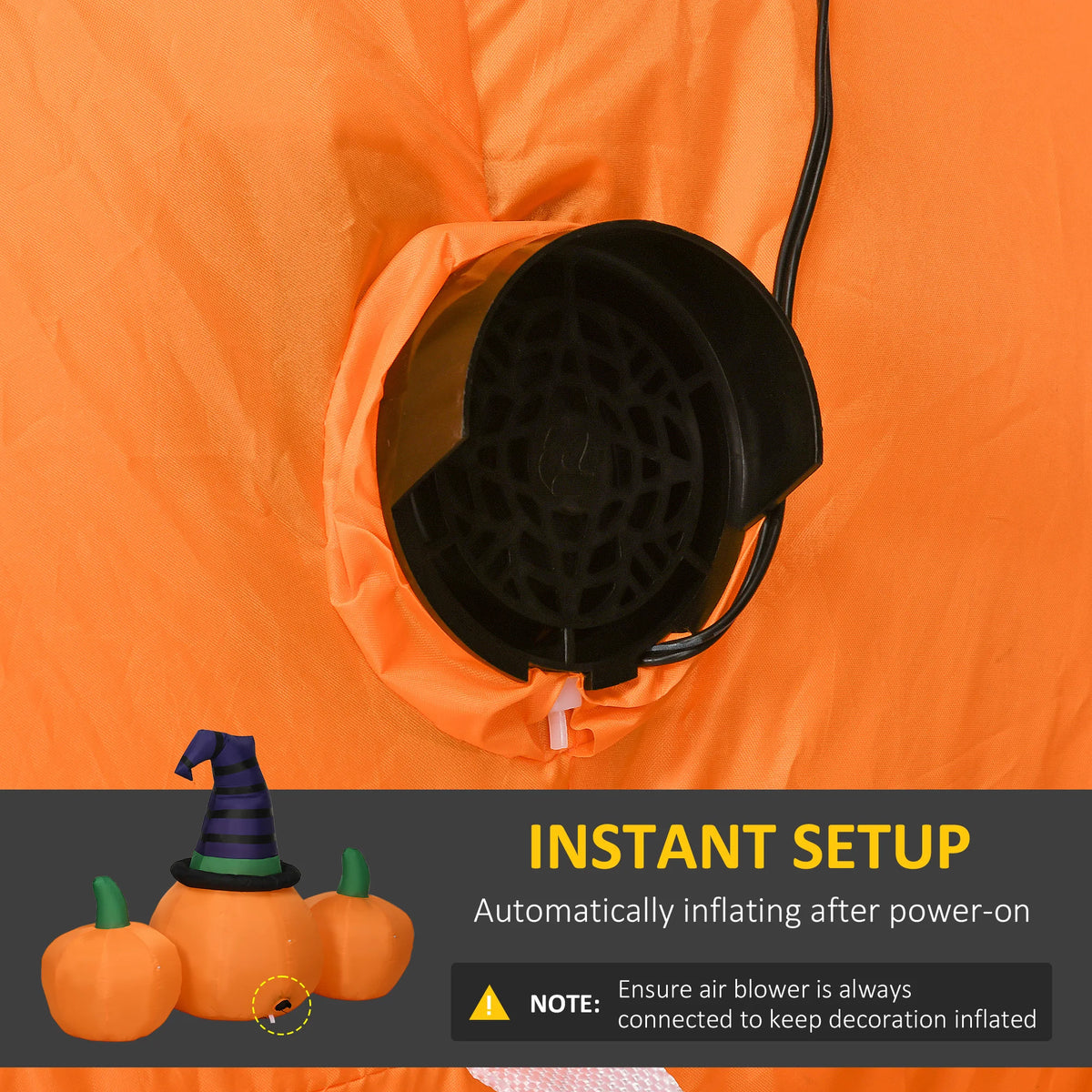 Outsunny 6' Inflatable Halloween Large Pumpkin in Hat w/ Four Small Pumpkin LED