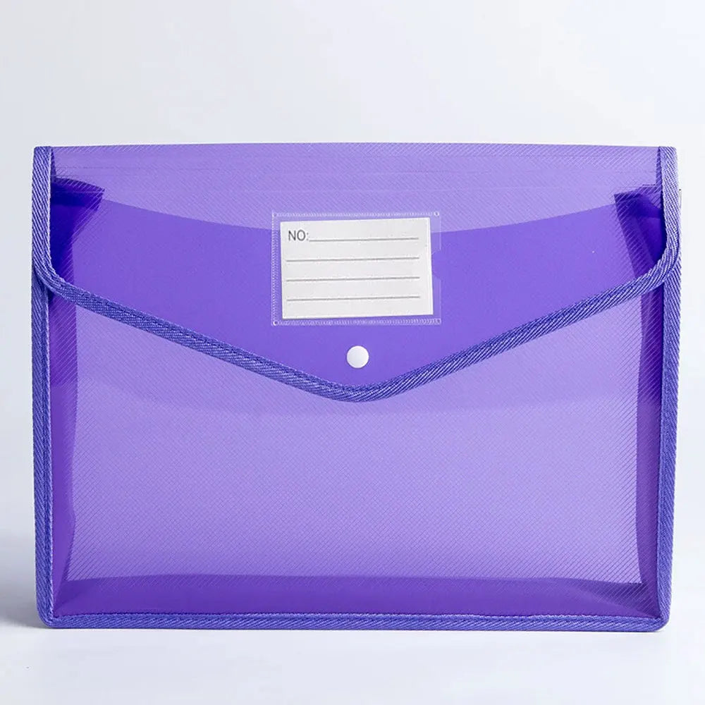 A4 Plastic Document Bag (1-Pack), Large Capacity Expandable Document Bag, with Snap Closure, Transparent Document Storage Bag.