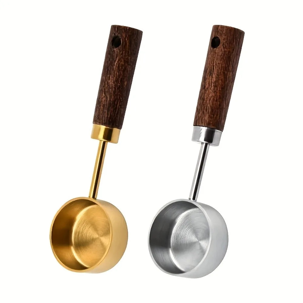 15ml Wooden Coffee Scoop Stainless Steel Long Handle Measuring Spoon for Coffee Tablespoon Kitchen Tool Cafe Decoration