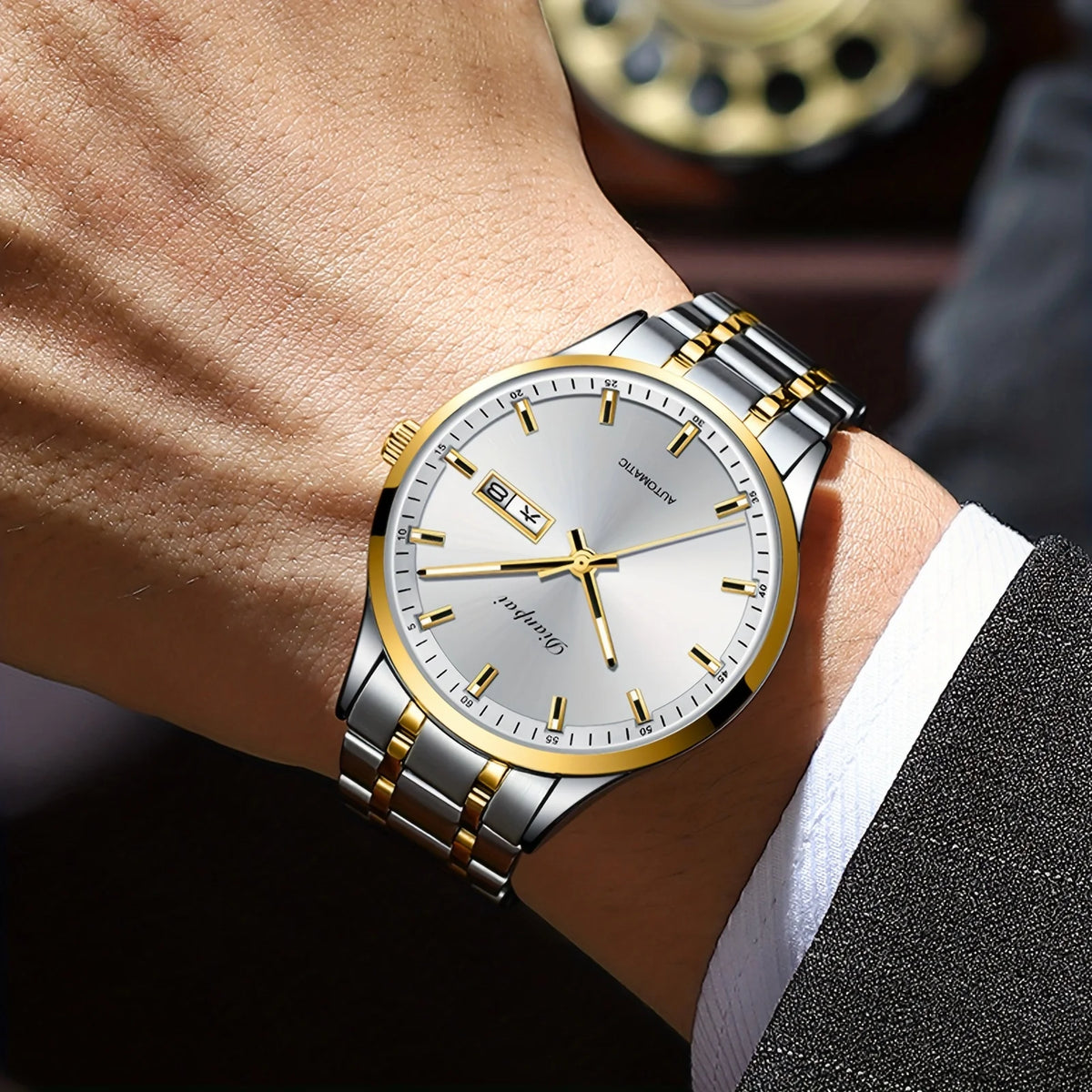 Dianpai Classic Business Men's Fully Automatic Stainless Steel Mechanical Movement Men's Night Light Versatile Watch