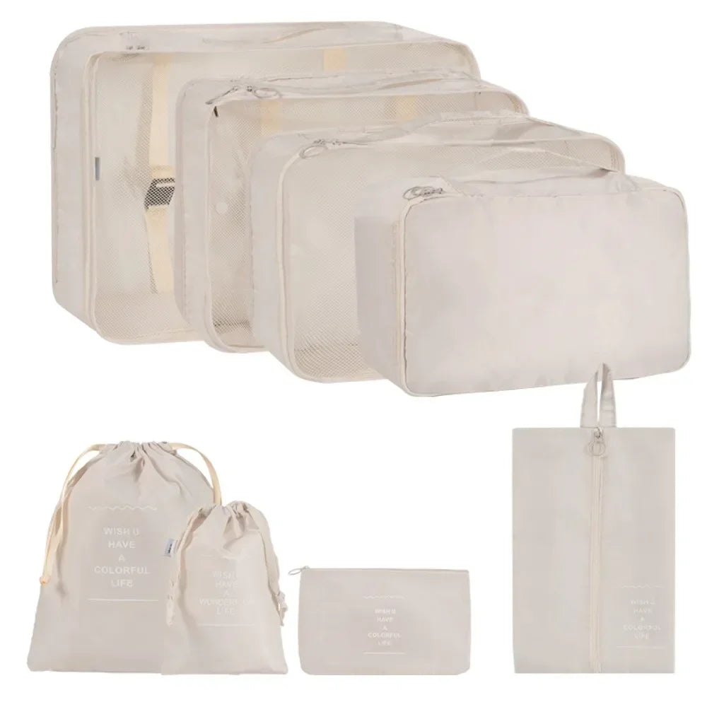 8 Pcs/Set Travel Waterproof Suitcase Luggage Organizer Clothing & Daily Necessities Storage Bag Compressible Packaging