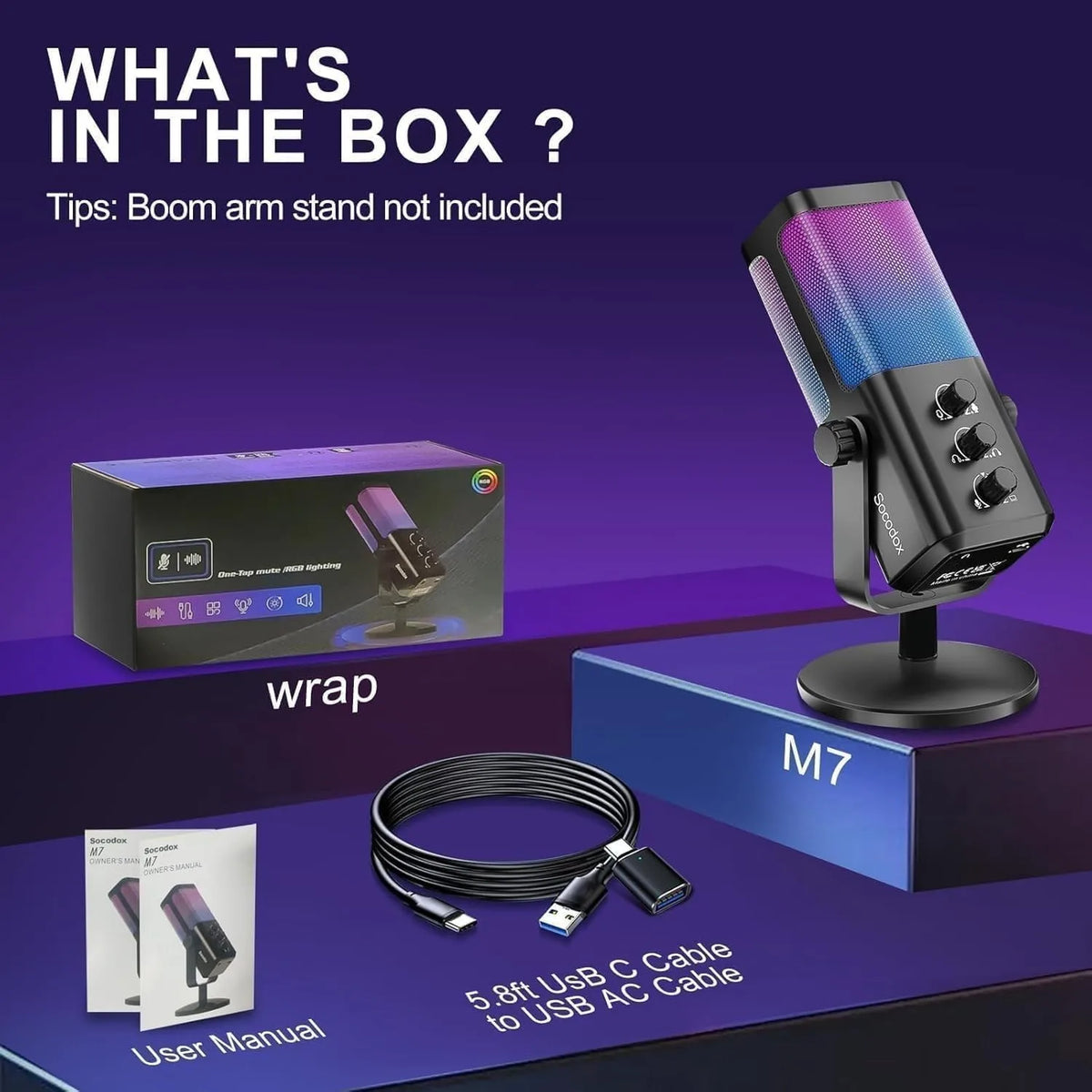 USB Gaming Microphone with Game Chat Balance,Noise Cancelling, 24bit/192kHz Computer Cardioid Condenser Mic for Streaming/Podcast/Recording with RGB,Quick Mute,Gain Knob,Monitoring-for PC/PS4/PS5/Mac