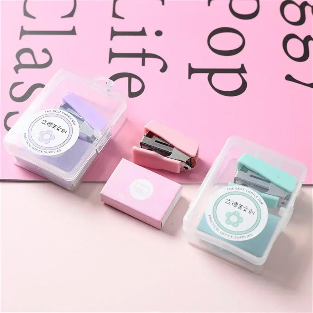 1pc Mini Stapler with 500pcs Staples for Paper File Metal Stapler School Office Binding Supplies Stapler Cute Stationery Kit
