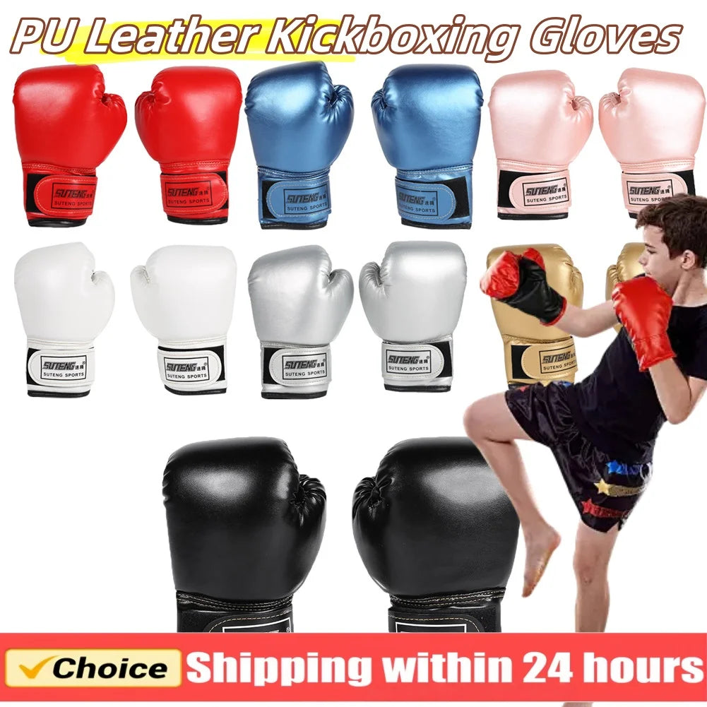 2PCS Kids Boxing Gloves Children Punch Training Sparring Kickboxing Fighting Fitness Mitts Hitting Hand Protector for Boys Girls