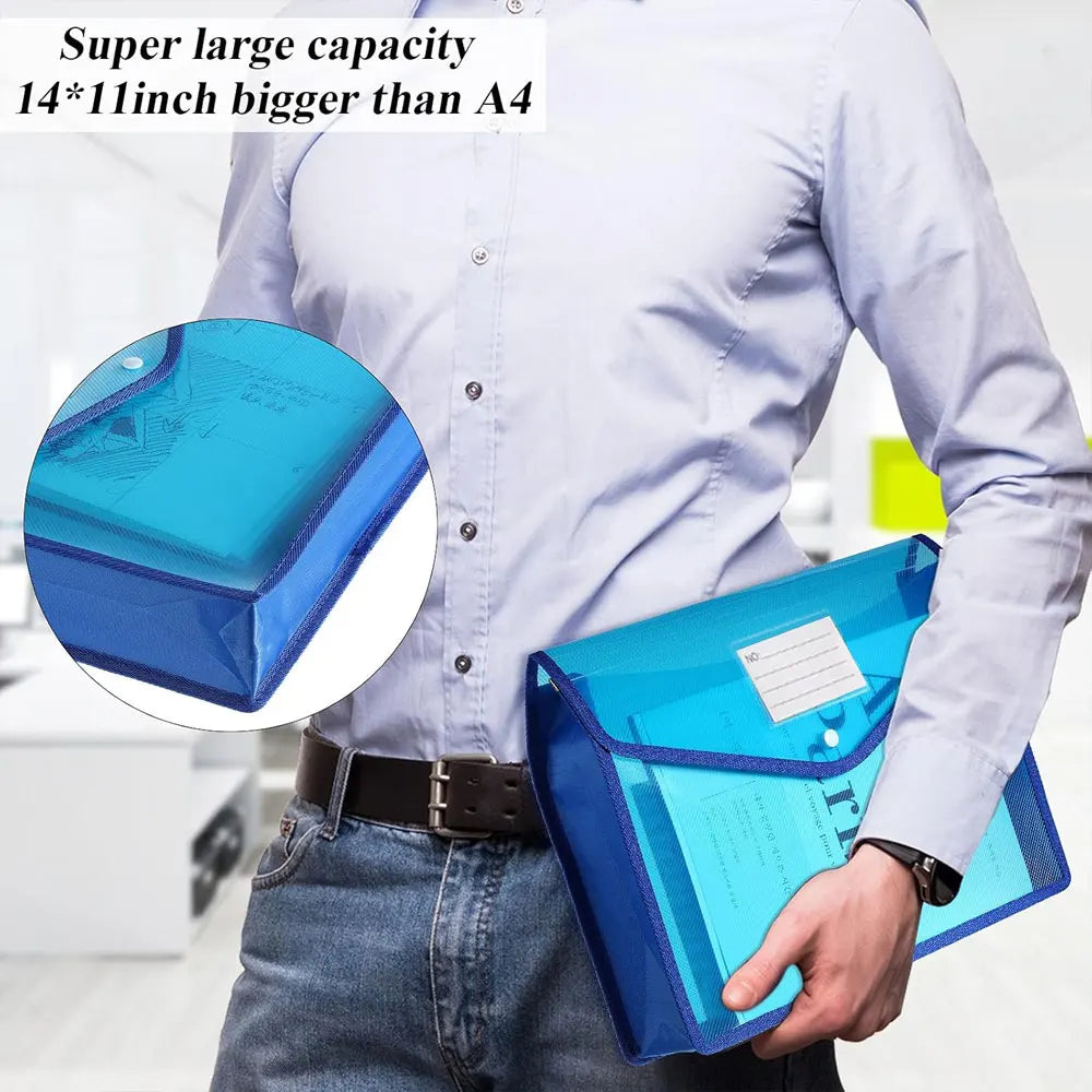 A4 Plastic Document Bag (1-Pack), Large Capacity Expandable Document Bag, with Snap Closure, Transparent Document Storage Bag.