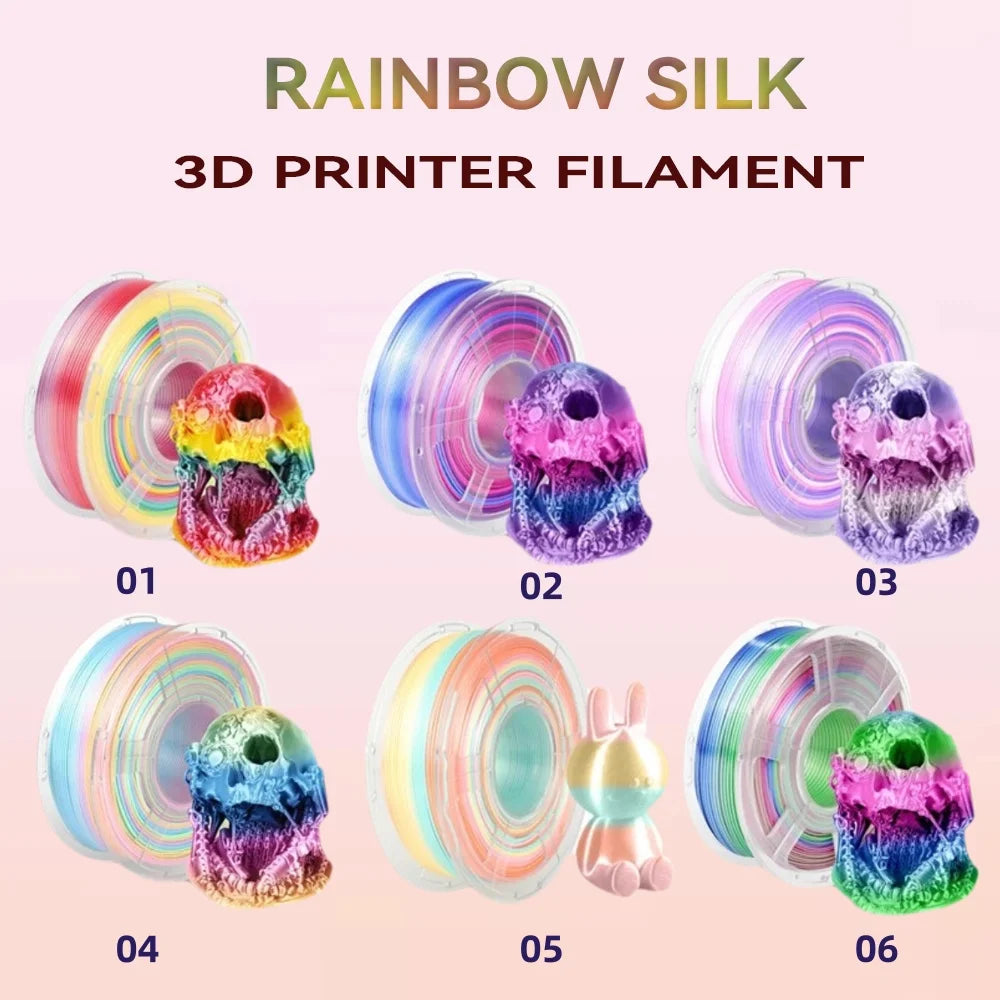 JAYO PLA Rainbow Filament 1.75mm 11OOG PLA Transparent/ Silk PLA Rainbow 3D Filament For FDM Neatly Wound 3D Printing Material