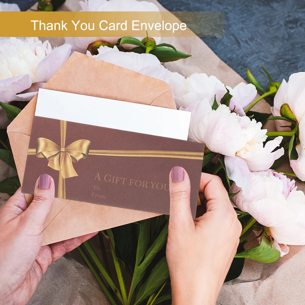 50Pcs Mini Envelopes V Flap Small Business Card Envelopes with Gold Ink Pen for Greeting Cards Wedding Invitations Party Gifts